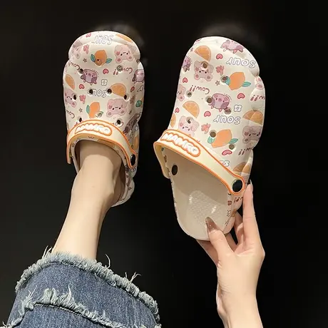 洞洞鞋女夏季2023新款可爱厚底室内外穿包头凉鞋踩屎感两穿凉拖鞋商品大图