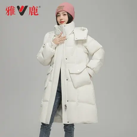 V/雅鹿2024宽松显瘦中长款连帽女中长款羽绒服YMT01X08081商品大图