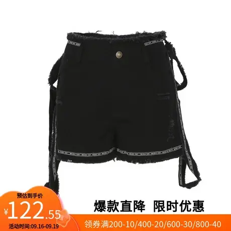 【艾格】休闲牛仔短裤2023春季新品个性百搭破洞毛边女生裤子商品大图