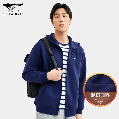 七匹狼狼族生活连帽开衫卫衣2023春季时尚百搭男士针织长袖T恤衫图片