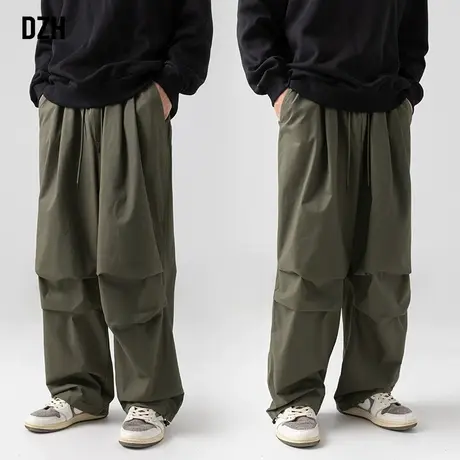 男士工装裤纯棉军绿色休闲裤男秋季伞兵裤子男款直筒阔腿裤伐木裤商品大图