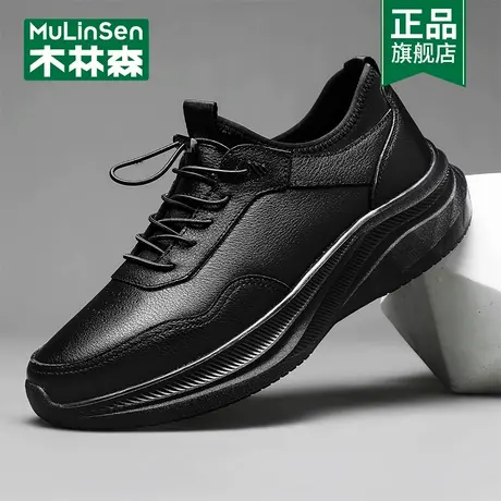 真皮男鞋头层牛皮2025新款英伦风高级感系带增高商务休闲鞋商品大图