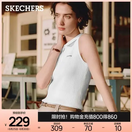 Skechers斯凯奇2025新款夏季女款POLO领针织背心休闲运动无袖马甲商品大图