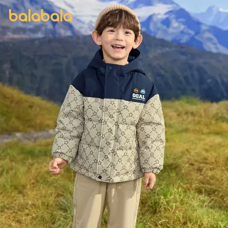 巴拉巴拉童装男童羽绒服老花学院风外套2025新款冬装商品大图
