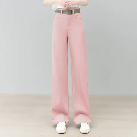 拉夏贝尔直筒阔腿牛仔裤女秋2025新款时尚宽松显瘦窄版休闲长裤子图片