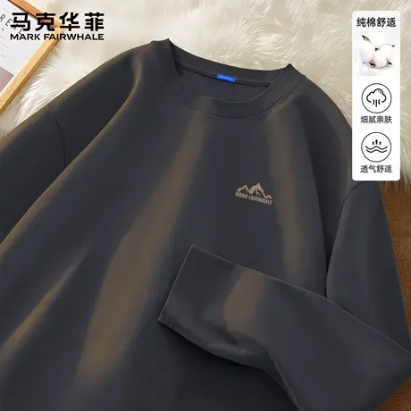 马克华菲美式潮牌长袖男t恤春秋款纯棉透气运动上衣男款打底衫潮X商品大图