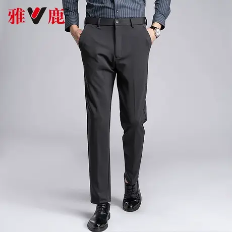 雅鹿男士休闲裤舒适百搭黑色工装裤子免烫抗皱时尚商务直筒长裤男商品大图