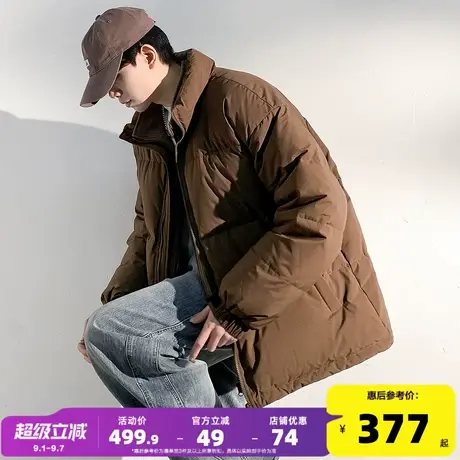 唐狮2024冬季新款男士羽绒服假两件设计拼接灯芯绒短款面包服潮流商品大图