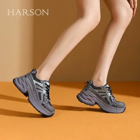 哈森银色厚底老爹鞋女春秋新款复古增高运动休闲鞋HCA245401商品大图
