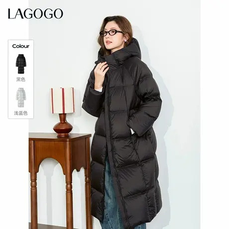 三防LAGOGO冰蓝长茧泡芙羽绒服女拉谷谷2025冬新款保暖加厚外套图片