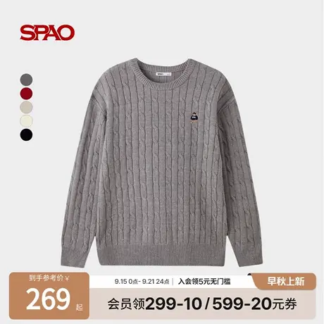 【WOODIE系列】SPAO韩国同款25年秋季新品男女同款休闲针织毛衣商品大图