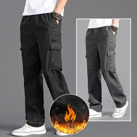 工装裤男秋冬款加绒加厚男士休闲裤冬季宽松直筒加肥加大爸爸裤子商品大图