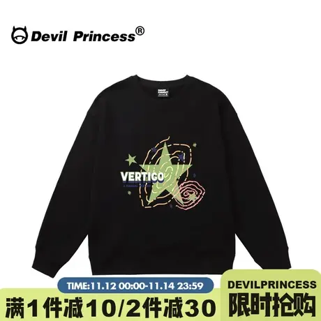 2023秋冬新款黑色无帽卫衣女vintage宽松慵懒风设计感小众上衣潮商品大图