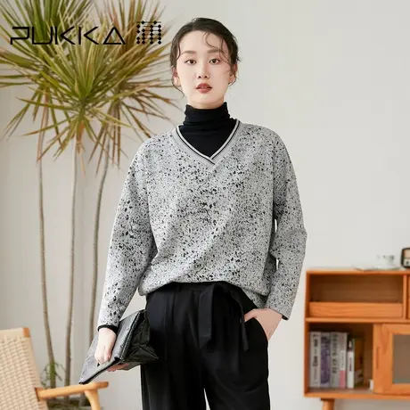 蒲PUKKA 女装棉质卫衣2021冬装新款设计感时尚套头衫冬商场同款图片