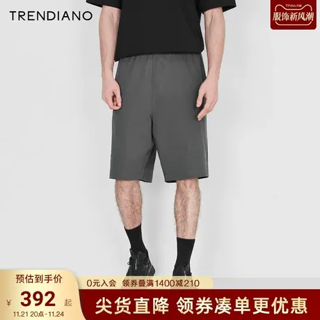TRENDIANO官方2023新款夏季舒适极简风松紧腰休闲运动短裤男潮商品大图