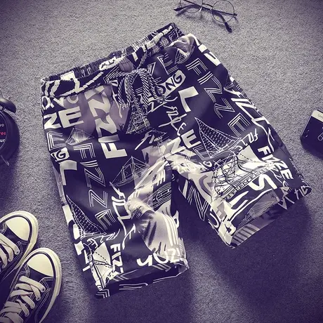 沙滩裤男士宽松大码短裤潮流夏季薄款学生情侣速干休闲五分大裤衩商品大图