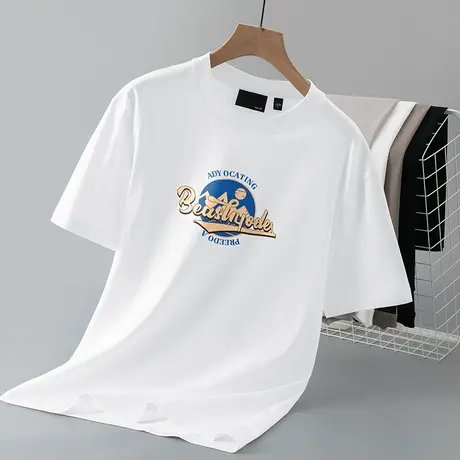 250g重磅t恤男短袖纯棉圆领上衣服夏季半袖美式宽松白色全棉体恤商品大图