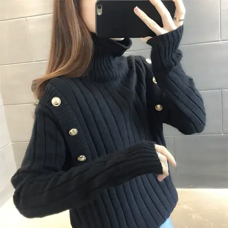 毛衣2024新款春秋季春款春装女士高领加绒女装宽松外穿打底衫洋气图片