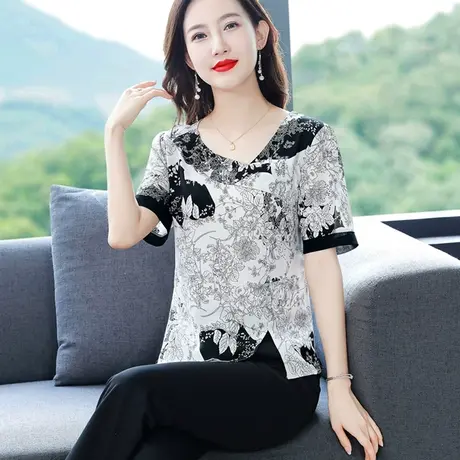 2023夏款女雪纺衬衫短袖独特别致惊艳设计感女上衣显瘦高级感小衫商品大图