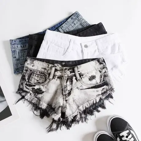 韩版夏季新款齐臀超短裤显瘦包臀性感低腰裤三角牛仔毛边热裤潮裤商品大图