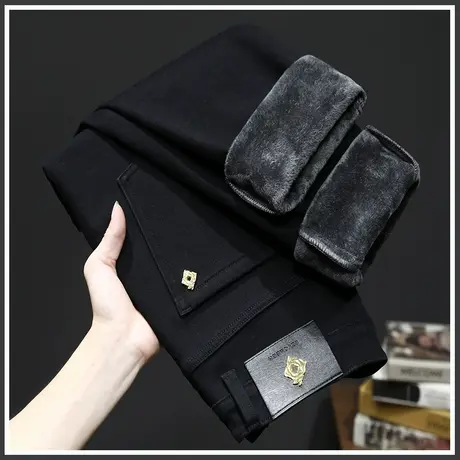 秋冬款加绒外穿水洗休闲牛仔长裤冬季男装加厚保暖西裤冬天男裤子商品大图