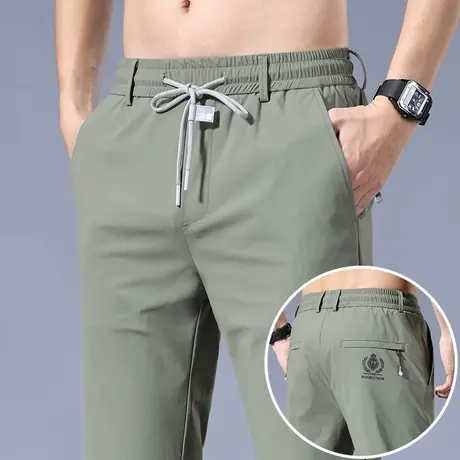 夏季薄款冰丝运动休闲裤男士直筒宽松男装弹力速干夏裤男裤子男款商品大图