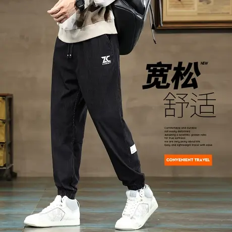 男款春天潮流百搭宽松束脚九分休闲裤子春季男生日系港风哈伦工装商品大图