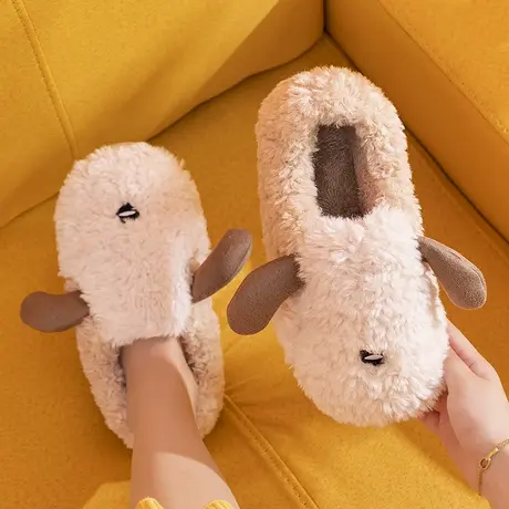 2024新款秋冬季棉拖鞋女包跟居家居可爱绵羊毛绒室内情侣保暖棉鞋商品大图
