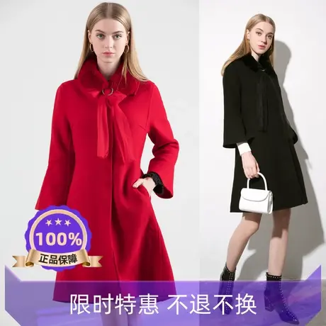 季候风优质纯色通勤毛领直筒中长款羊毛毛呢大衣外套女8864DA218图片