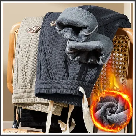 男生加厚加棉加绒裤冬天防风束脚运动卫裤秋冬款休闲裤子冬季男裤商品大图