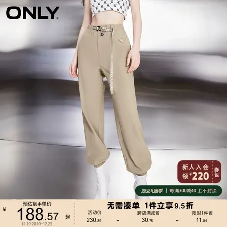 ONLY奥莱夏季高腰束脚棋盘格字母印花休闲裤女商品大图