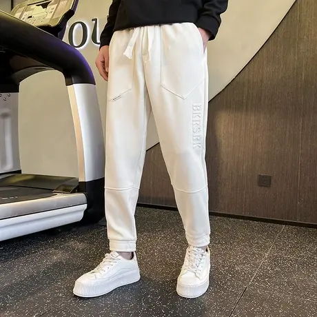 秋季新款潮牌休闲裤时尚字母ins宽松运动裤2023潮男美式束脚卫裤商品大图
