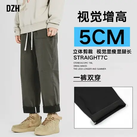 男士军绿色工装裤男宽松直筒潮牌休闲裤子男裤2024年春季新款长裤图片