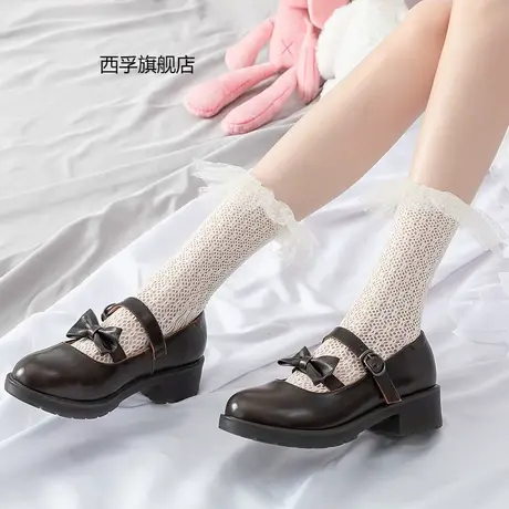 蓬蓬网纱蕾丝花边网袜欧根纱水玉点点镂空lolita洛丽塔中短筒袜子商品大图