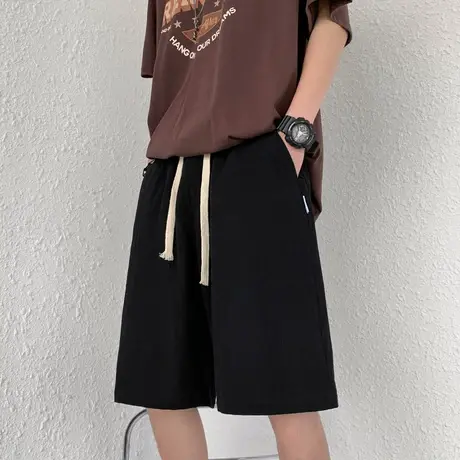 ins美式潮牌纯色运动短裤男夏季vintage百搭街头宽松学生五分裤子商品大图