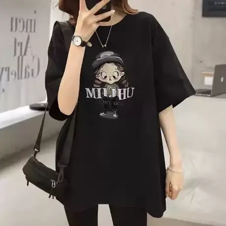 纯棉短袖T恤男女款夏季宽松百搭ins潮牌大版印花设计感半袖上衣服图片