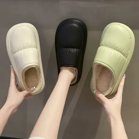 半拖女秋冬厚底毛毛鞋居家外穿慵懒风棉拖法式绝美防滑保暖包头鞋商品大图