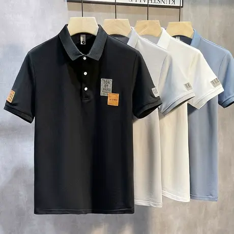 POLO衫短袖T恤男2023夏季新款潮流衬衫领半袖体恤男休闲翻领上衣图片