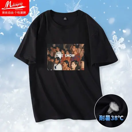 复古vintaget恤男短袖欧美纯棉黑色潮牌超火情侣上衣速干冰感体恤商品大图