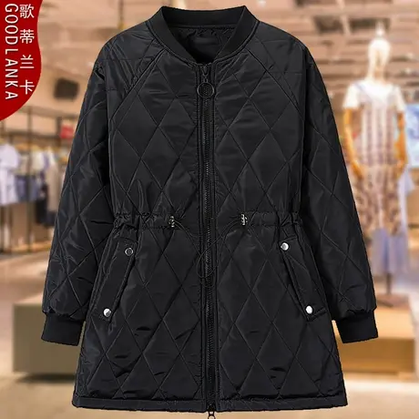 中年妈妈秋冬中长款棉衣2022新款加肥加大码女立领棉服外套200斤商品大图