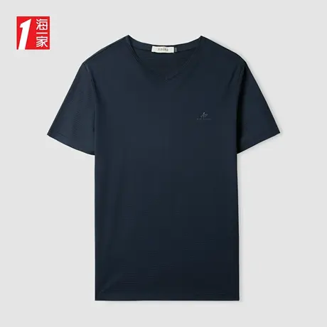 海一家舒适休闲短T2023夏季新款简约V领基础打底男士短袖T恤商品大图