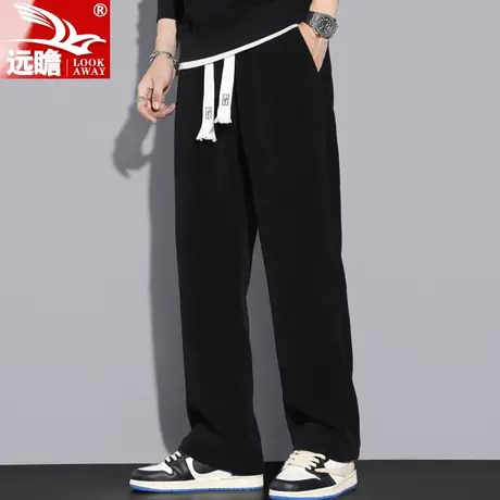 男士宽松直筒弹力运动休闲裤2022秋冬新款松紧腰抽绳潮流百搭长裤商品大图
