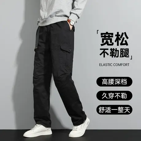 冲锋裤男秋季宽松直筒男士工装裤子春秋款户外防风裤纯棉大码男裤商品大图