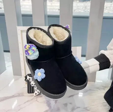 时尚短款雪地靴女2023冬季新款女士防滑加绒加厚百搭保暖低帮棉鞋图片