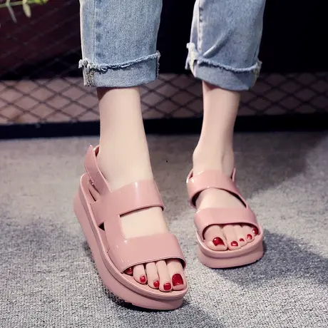 2023夏季新款网红厚底凉鞋女仙女风平底海边度假罗马沙滩鞋ins潮商品大图