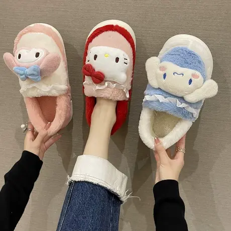 大耳狗棉拖鞋女包跟冬季玉桂三丽鸥美乐蒂防滑室内居家保暖棉鞋女图片