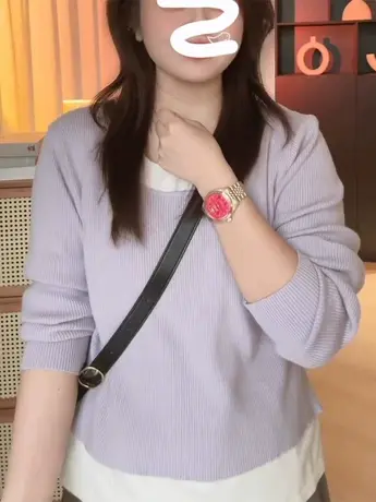 大码女装假两件打底针织衫春秋新款胖mm遮肉显瘦长袖上衣服200斤商品大图