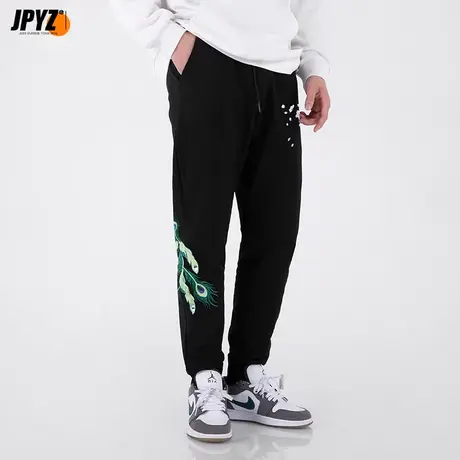 【换购】加绒加厚保暖刺绣中国风卫裤男休闲长裤秋冬束脚运动棉裤商品大图