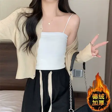 别致针织小吊带背心女秋冬2024年新款外穿加绒保暖打底衫内搭上衣图片
