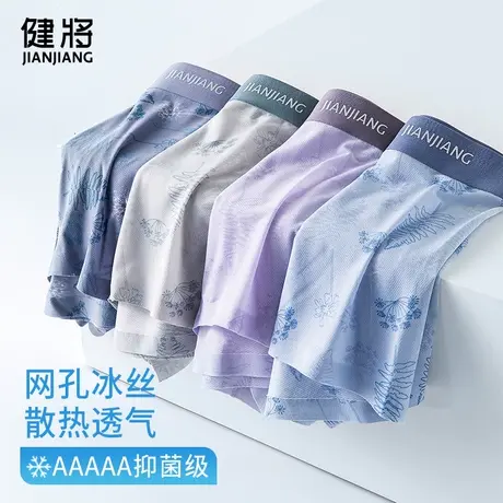 健将冰丝男士内裤纯棉裆四角裤无痕透气男生运动平角底裤衩青少年商品大图